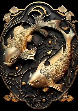 Majestic Koi Fish Art Deco