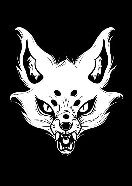Black N White Kitsune Mask