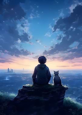 Family looking out at city