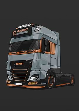 DAF XF Truck Grey Orange