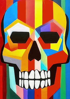 De Stijl Skull Colorful