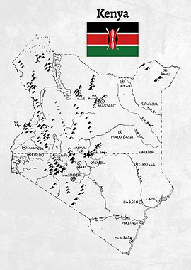 Handdrawn Kenya Map