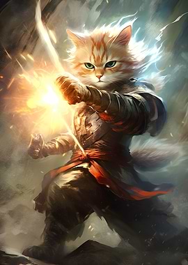 Samurai ginger cat