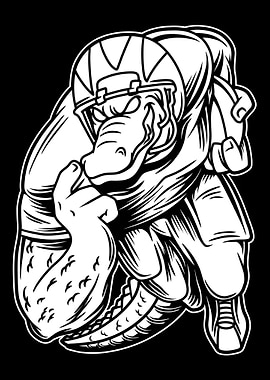 Crocodile Football BnW