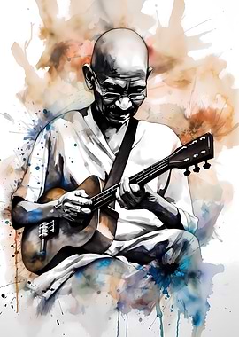Gandhi Playing Ukulele