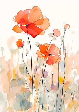 Minimalist Poppy Field