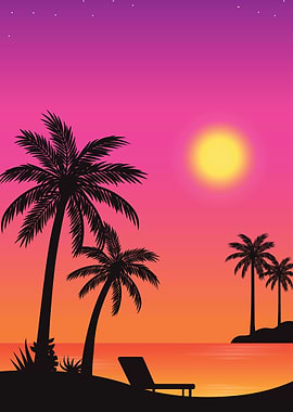 Sunset Retro Vector