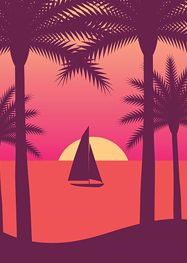 Sunset Retro Vector