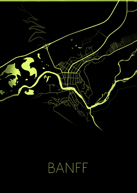 Black yellow Banff map