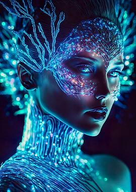 Blue glowing woman
