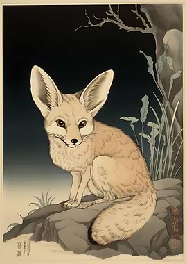 Fennec Fox Ukiyo e