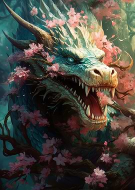 Dragon in rosse garden