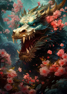 Dragon in rosse garden