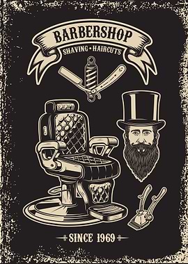 Barber shop vintage poster