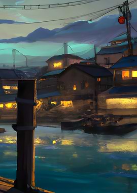 River Village at Night