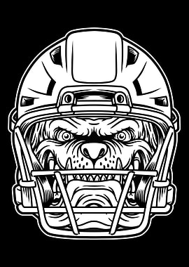 Bulldog Football HelmetBnW