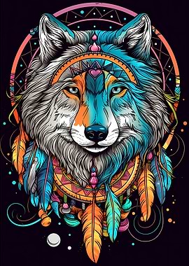 Dreamcatcher Mandala Wolf