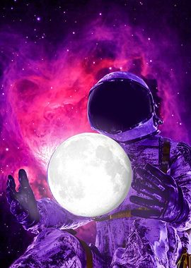 astronaut holding the moon
