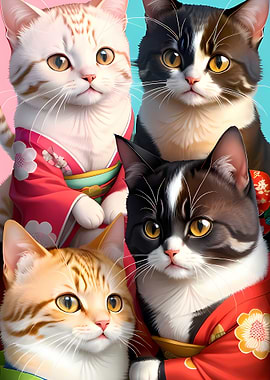 cute cat japanese style