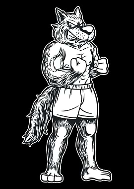 Wolf standing Fitnes BnW