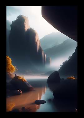 Rock Mountain And River