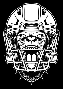 Gorilla Football HelmetBnW