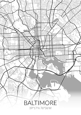 Baltimore White Black Map