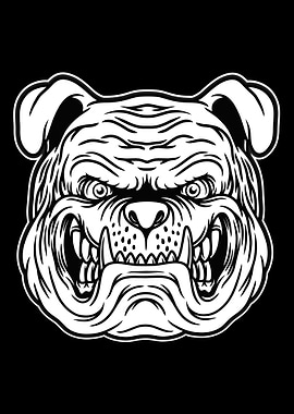 Bulldog head mascot BnW