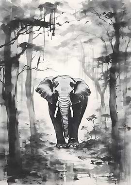 Black and White Elephant