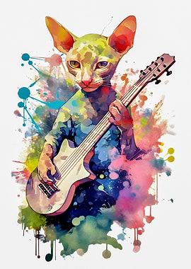 Peterbald cat watercolros