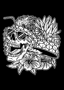 pineapple skull BnW