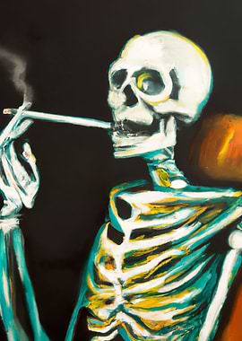 Skeleton Smoking a Cigaret