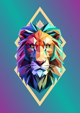 low poly beauty lion