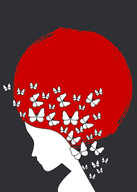 Woman In Butterflies Red