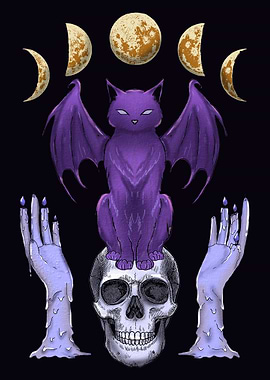 Pastel Goth Cat Skull