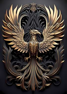Golden Phoenix Art Deco