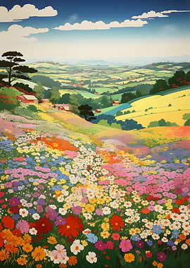 Flower Field Ukiyo e