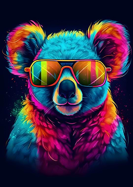 Neon Koala with Sunglasses