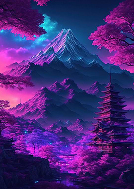 Neon Cyberpunk Landscape