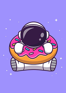 Cute astronaut with donut