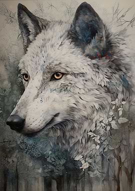 Powerful Wolf Portrait Art