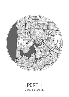 Perth Circle Map White