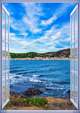 Window view sea landscape