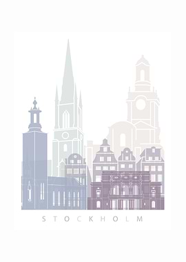 Stockholm skyline pastel