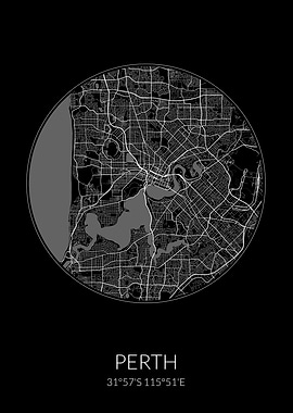 Perth Circle Map Black