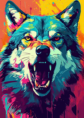 Wolf Illustration Pop Art