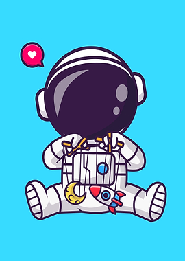 Cute astronaut playing