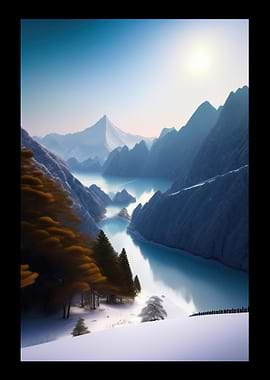 Snowy Mountain And A Lake