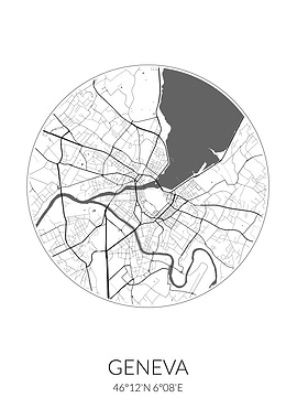 Geneva Circle Map White