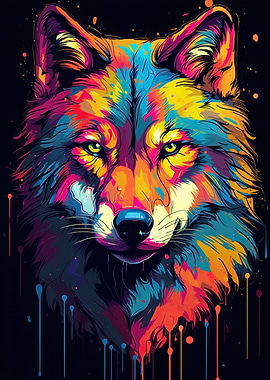 Wolf Illustration Pop Art